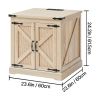 Farmhouse End Table, Rectangle PE Rattan Woven Wood Coffee Table, 24-Inch Modern Boho Style Storage Coffee Table with Retro Metal Hinges