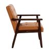 Accent Chair, Mid Century Modern Armchair with Solid Wood Frame and Non-Slip Legs, Upholstered Leisure Chair with PU Leather and Soft Cushion