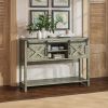 Farmhouse Entryway Table with Drawers, 46" Console Table with Sliding Barn Door, Wood Rustic Sofa Table with Adjustable Shelf for Living Room, Foyer,