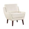 Beige Chenille Accent Chair with Solid Wood Legs