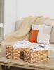 Handwoven Water Hyacinth Storage Basket with Handles