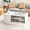 Modern Coffee Table with 2-Tier Open Storage Shelves