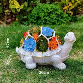 Solar LED Turtle Planter Garden Statue with Succulents