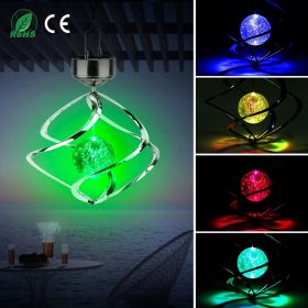 Solar Spiral Wind Spinner with Color Changing LED Lights