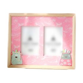 Pink Wooden Double 4x6 Photo Frame
