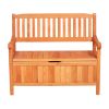 Outdoor Storage Bench, 2-Person Wooden Storage Bench, 33 Gallons Deck Box with Side Handle, Supports up to 705 lbs