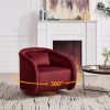 Swivel Accent Chair, 360-degree Swivel Barrel Chair with Velvet Fabric Upholstery, Comfy Pumpkin-Shaped Swivel Chair for Living Room, Bedroom