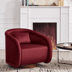 Swivel Accent Chair, 360-degree Swivel Barrel Chair with Velvet Fabric Upholstery, Comfy Pumpkin-Shaped Swivel Chair for Living Room, Bedroom