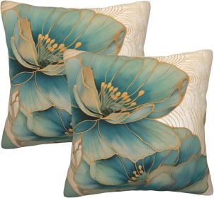 Teal Turquoise Leaf Throw Pillow Covers Set of 2 Couch Pillow Case Decoration Cushion Covers for Sofa Home Living Room Bedroom Outdoor 18X18 Inch