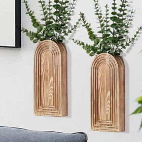 Wooden Wall Vase Decor Set, Modern Farmhouse and Boho Wall Accent for Entryway, Hallway, Bathroom, Living Room and Dining Room, 2 Piece Set