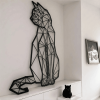 Vintage 3D Geometric Cat Metal Wall Art