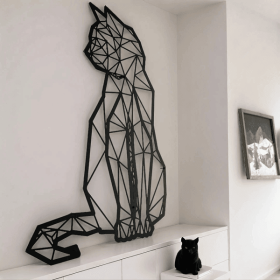 Vintage 3D Geometric Cat Metal Wall Art