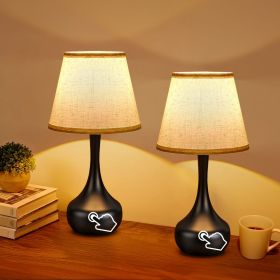 Set of 2 3-Way Dimmable Bedside Lamps – Black