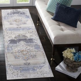 Payas Collection 2X8 Cream / Gold / Medallion Runner Rug