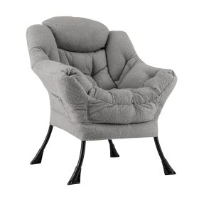 Sherpa Upholstered Accent Chair with Cozy Head Pillow