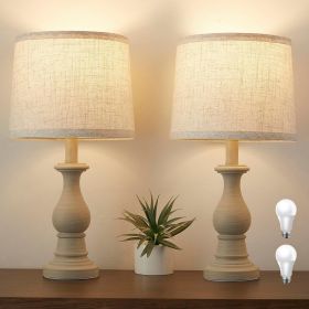 Vintage Farmhouse Table Lamps Set of 2 with Linen Shades