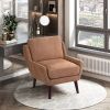 Orange Chenille Accent Chair with Solid Wood Legs