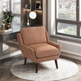 Orange Chenille Accent Chair with Solid Wood Legs