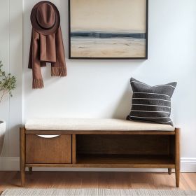 Upholstered Storage Accent Bench with Cushion