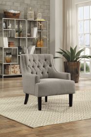 Taupe Button Tufted Accent Chair