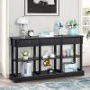 Retro Console Sofa Table with Storage & 3 Drawers