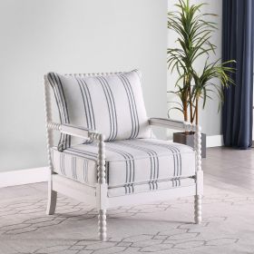 White and Navy Striped Accent Chair