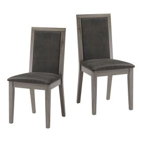 Wood Dining Chairs Set of 2 with Grey Cushions