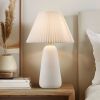 Textured Ceramic Table Lamp with Fluted Fabric Shade