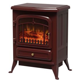 22" Freestanding Electric Fireplace Heater with LED Flames