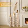 Tall Floor Vase - 3 Sizes (24/28/32 Inch) Gold & White Floral Pattern Decorative Vase for Home Living Room Bedroom Decor