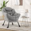 Sherpa Upholstered Accent Chair with Cozy Head Pillow