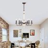 Retro white and Rust Color Chandelier With Light Fixture 6 Light (E12 NO include Bulb) Pendant Light Fixtures for Dining Room, Lobby, Kitchen, Bedroom