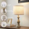 Vintage Farmhouse Table Lamps Set of 2 with Linen Shades