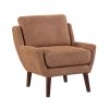 Orange Chenille Accent Chair with Solid Wood Legs