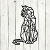 Vintage 3D Geometric Cat Metal Wall Art
