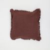 Stonewashed Linen Throw Pillow with Handworked Edges & Fringe -22X22"