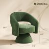 Swivel Barrel Accent Chair, Modern Upholstered Living Room Chair with Thick Padding for Reading, Green