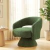 Swivel Barrel Accent Chair, Modern Upholstered Living Room Chair with Thick Padding for Reading, Green