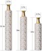 Tall Floor Vase - 3 Sizes (24/28/32 Inch) Gold & White Floral Pattern Decorative Vase for Home Living Room Bedroom Decor