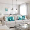 Turquoise Marble Throw Pillow Covers 18x18 Inch Set of 4 Two-Sided Teal Gold Abstract Art Modern Decorative Pillows Case Soft Velvet Outdoor Cushion C