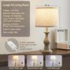 Vintage Farmhouse Table Lamps Set of 2 with Linen Shades