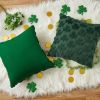 St. Patrick's Day Shamrock Green Pillow Covers 18x18 Inch Set of 2, Soft Plush Faux Wool Throw Pillow Covers