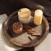 Round Wooden Candle Plate Tray Decor