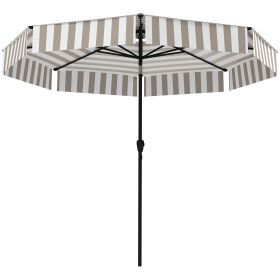 8.6FT Patio Umbrella,  Outdoor Market Umbrella, 2-Tier Vented Patio Table Umbrella With Crank 8 Ribs, Tiltable Porch Umbrella For Garden Deck Poo (Option: Light Gray)