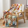 Fall Throw Blanket Pumpkin Flower Printed Blankets Soft Flannel Throw Cute Halloween Blanket Gifts for Kids Teens Boys Girls
