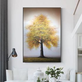 Hand Painted Oil Painting Original Tree Painting on Canvas Large Abstract Gold Big Tower Tree Landscape Acrylic Oil Painting Modern Living Room W (Style: 01, size: 60x90cm)
