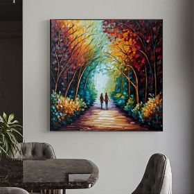 Hand Painted Oil Painting Abstract Original Romantic Cityscape Oil Painting On Canvas Large Wall Art Colorful Tree Painting Custom Painting Livin (Style: 01, size: 120x120cm)