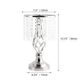 Ins Luxury Metal Candle Holders with Crystal Flowers Vase Candlestick Table Centerpieces Wedding Table Candle Stand Wedding Prop (Color: Silver-S, Ships From: CN)