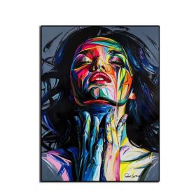Ha's Art 100% Handmade Large Home Decor Francoise Nielly Face Oil Painting Wall Art Fashion Picture Portrait Palette Knife Canvas Acrylic Texture (size: 60x90cm)