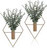 8 Pcs Hanging Planters with Artificial Eucalyptus Metal Hanging Vase Indoor Plants Holder Modern Geometric Boho Bathroom Wall Decor for Living Room Ho